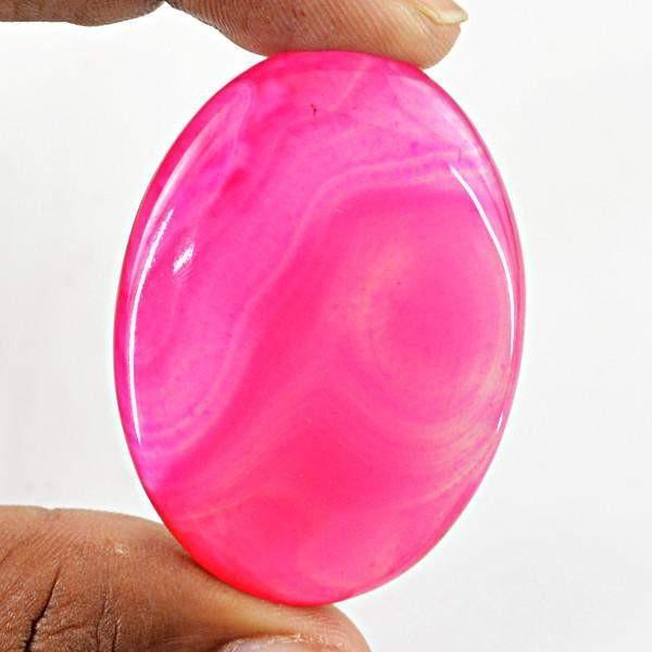 gemsmore:Natural Oval Shape Pink Onyx Healing Palm Gemstone