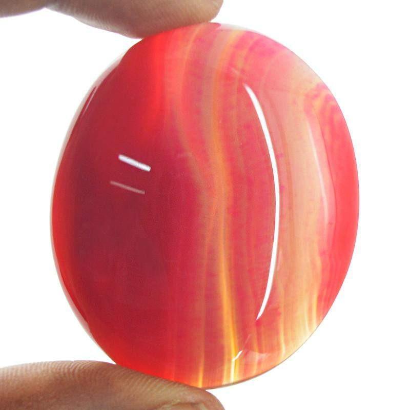 gemsmore:Natural Oval Shape Pink Striped Onyx Gemstone