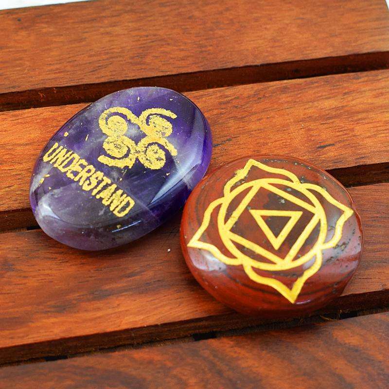 gemsmore:Natural Oval Shape Purple Amethyst & Red Jasper Healing  Gemstone Lot