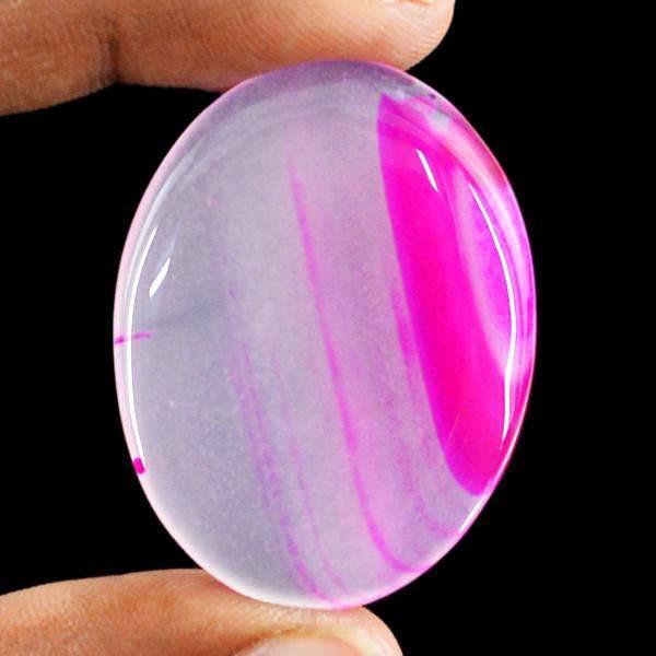 gemsmore:Natural Oval Shape Worry Stone Pink Onyx Loose Gemstone