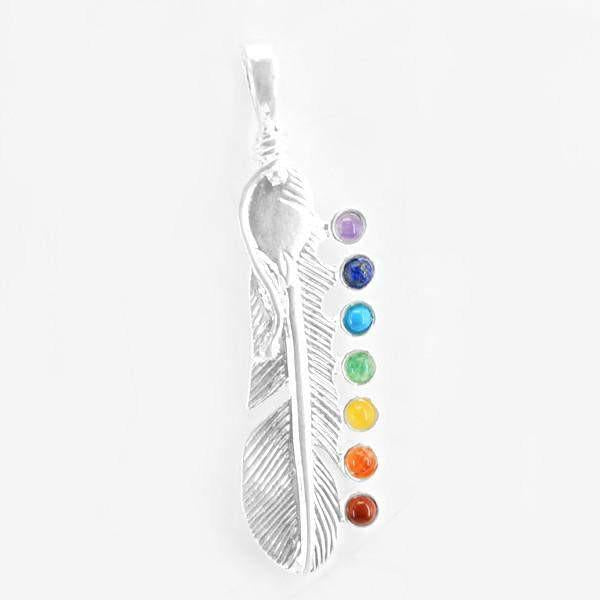 gemsmore:Natural Peacock Feather Seven Chakra Reiki Healing Point