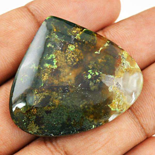 gemsmore:Natural Pear Shape Green Moss Agate Untreated Loose Gemstone