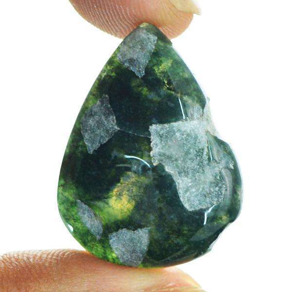 gemsmore:Natural Pear Shape Green Moss Agate Untreated Loose Gemstone