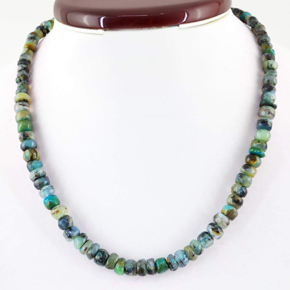 gemsmore:Natural Peruvian Opal Necklace 20 Inches Long Untreated Round Shape Beads