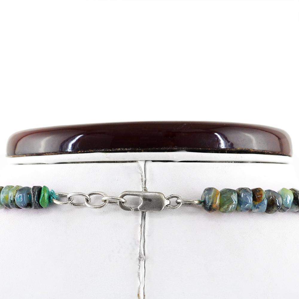 gemsmore:Natural Peruvian Opal Necklace 20 Inches Long Untreated Round Shape Beads