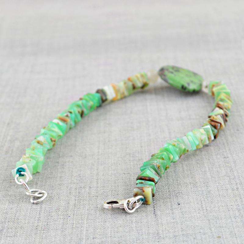 gemsmore:Natural Peruvian Opal & Ruby Ziosite Beads Bracelet