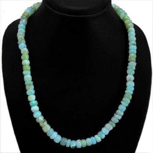 gemsmore:Natural Peruvian Opal Unheated Beads Necklace