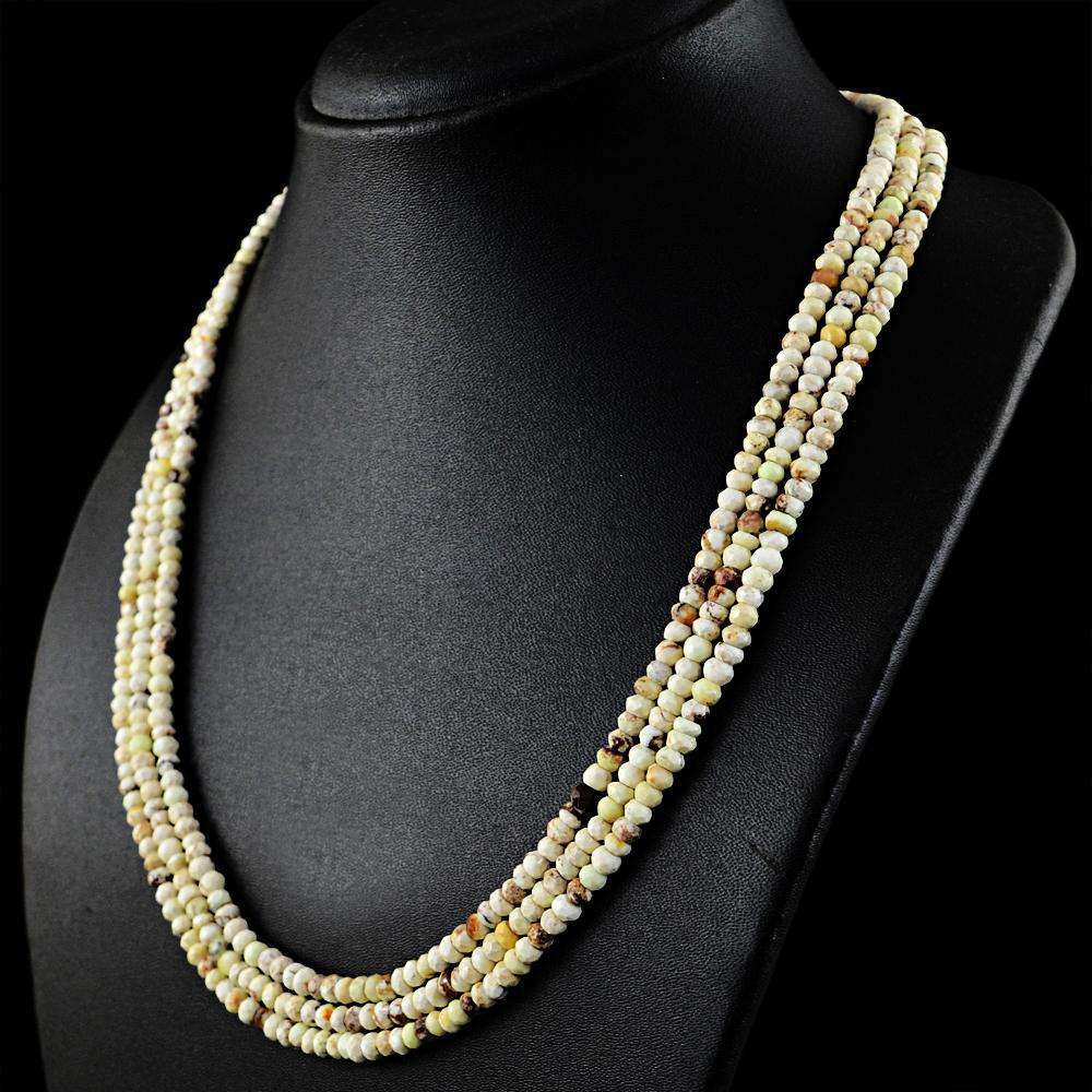 gemsmore:Natural Picasso Jasper Necklace - 3 Strand Faceted Round Beads