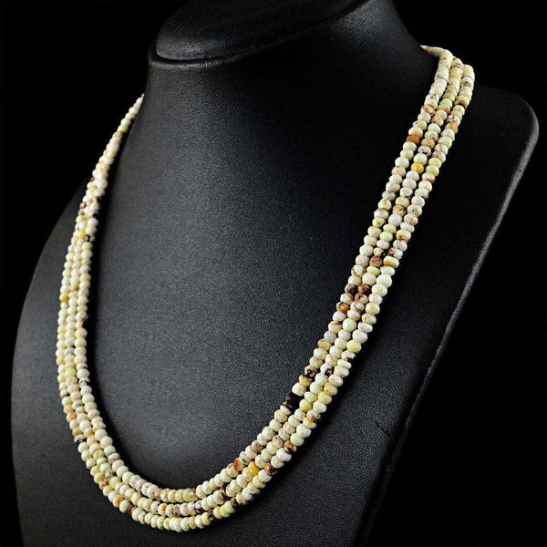 gemsmore:Natural Picasso Jasper Necklace - 3 Strand Faceted Round Beads