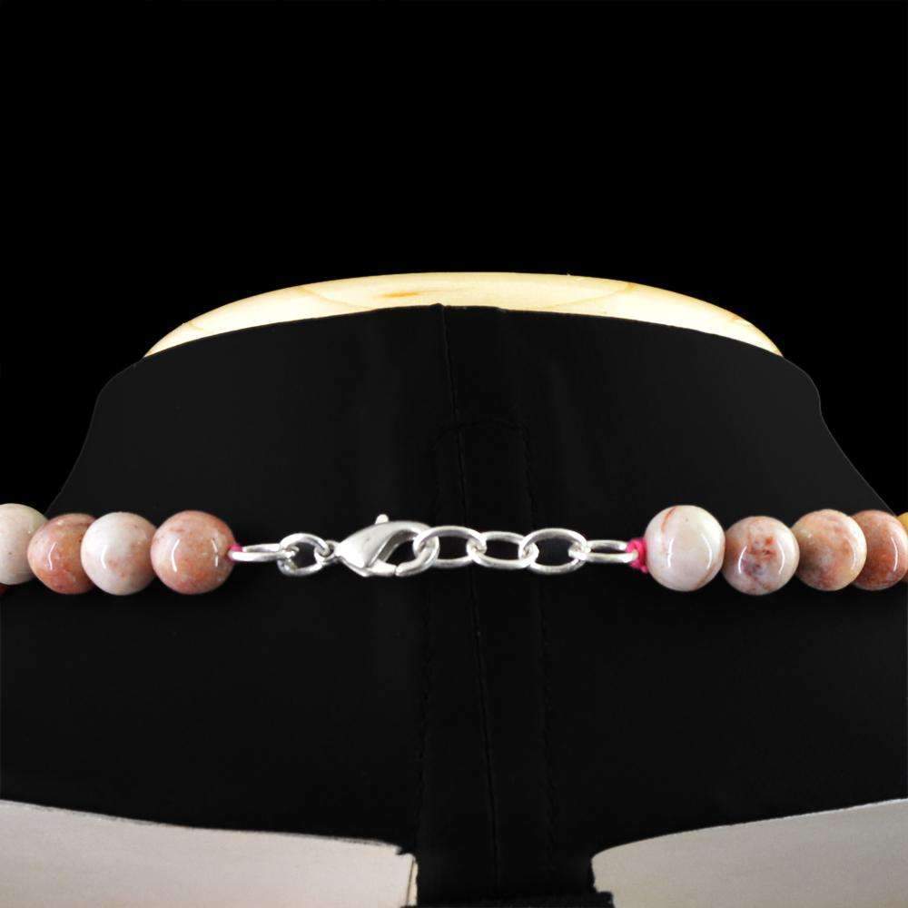 gemsmore:Natural Picasso Jasper Necklace Single Strand Round Shape Untreated Beads