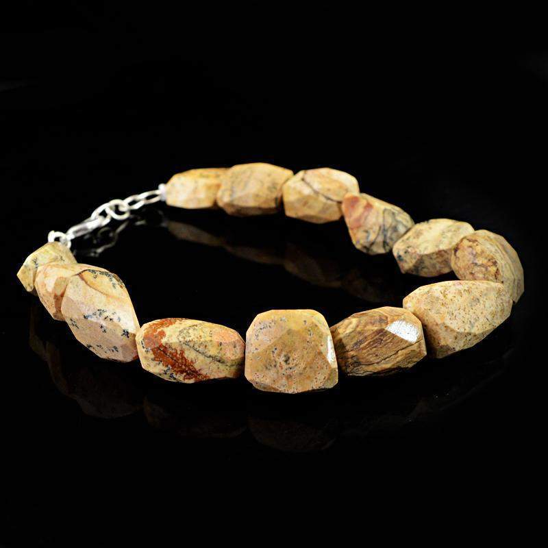 gemsmore:Natural Picture Jasper Bracelet Faceted Beads