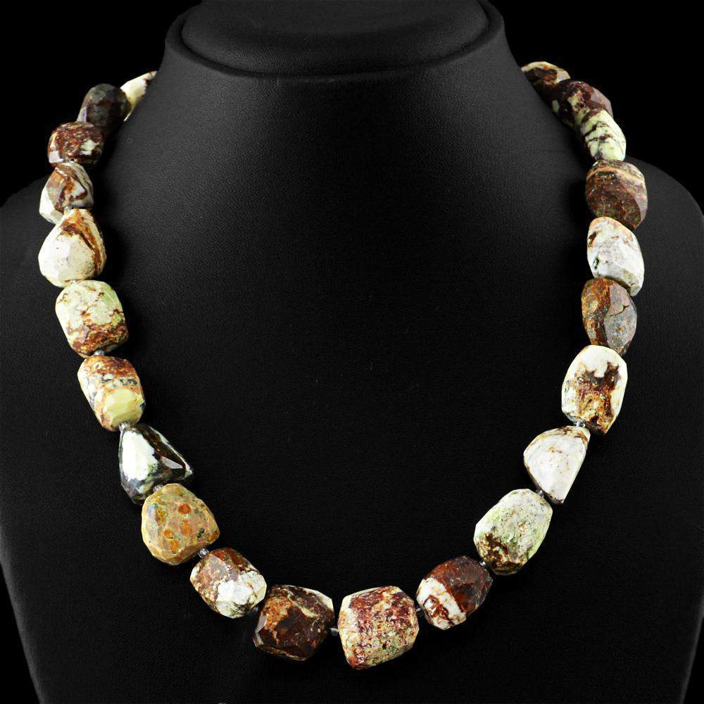 gemsmore:Natural Picture Jasper Necklace Unheated Faceted Beads