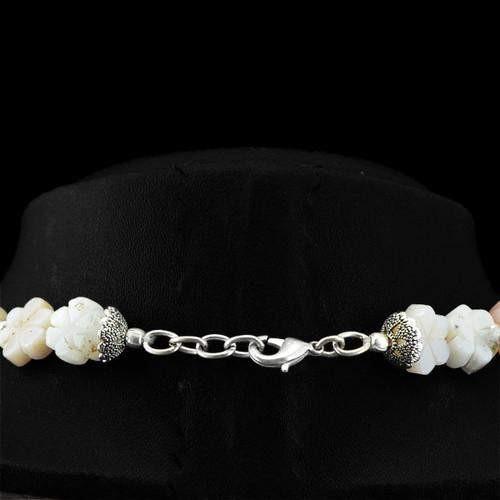 gemsmore:Natural Pink Australian Opal Carved Beads Necklace