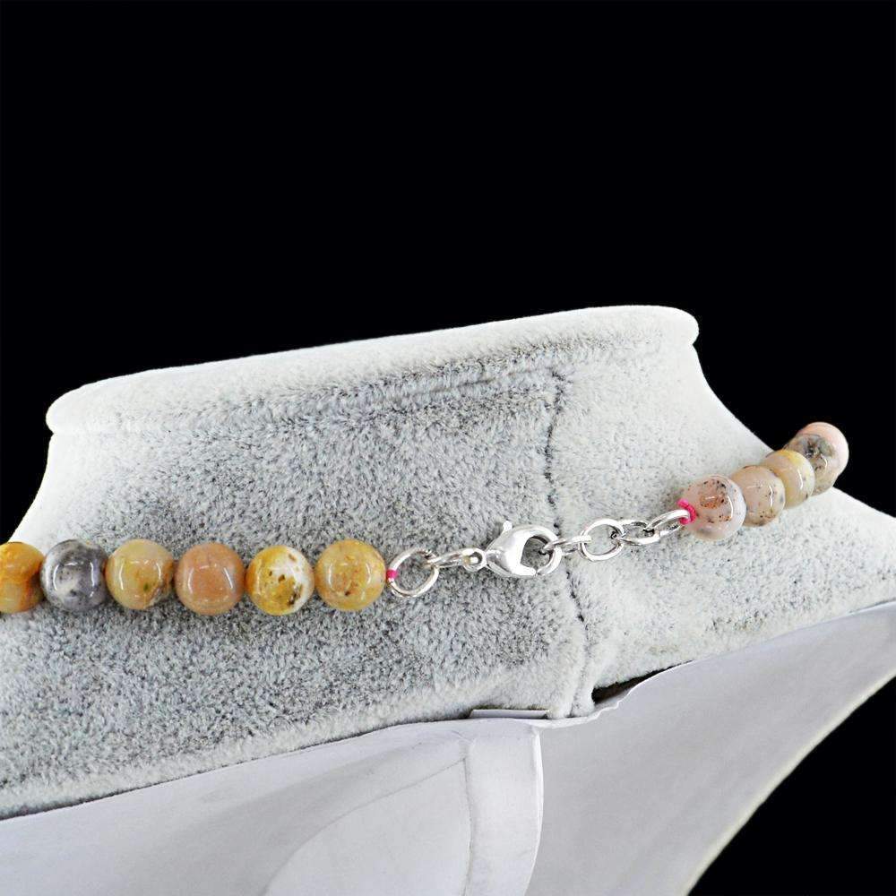 gemsmore:Natural Pink Australian Opal Necklace - 20 Inches Long Round Shape Beads