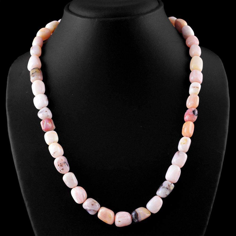 gemsmore:Natural Pink Australian Opal Necklace Untreated Beads