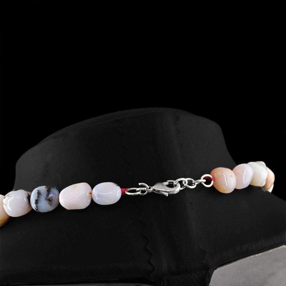 gemsmore:Natural Pink Australian Opal Necklace Untreated Beads