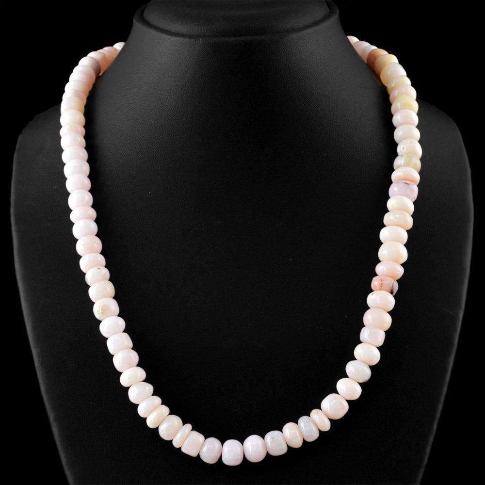 gemsmore:Natural Pink Australian Opal Necklace Untreated Round Beads