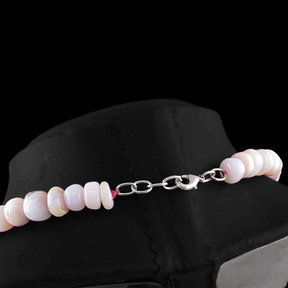 gemsmore:Natural Pink Australian Opal Necklace Untreated Round Beads