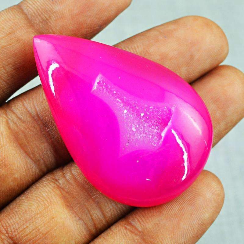 gemsmore:Natural Pink Druzy Onyx Gemstone - Pear Shape