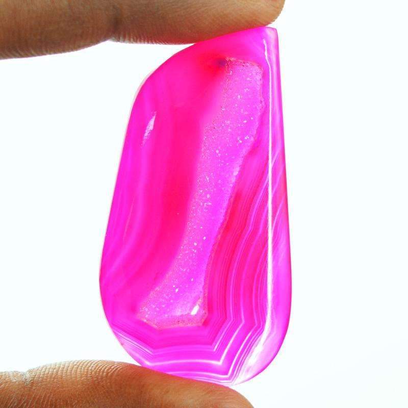 gemsmore:Natural Pink Druzy Onyx Gemstone - Untreated Loose