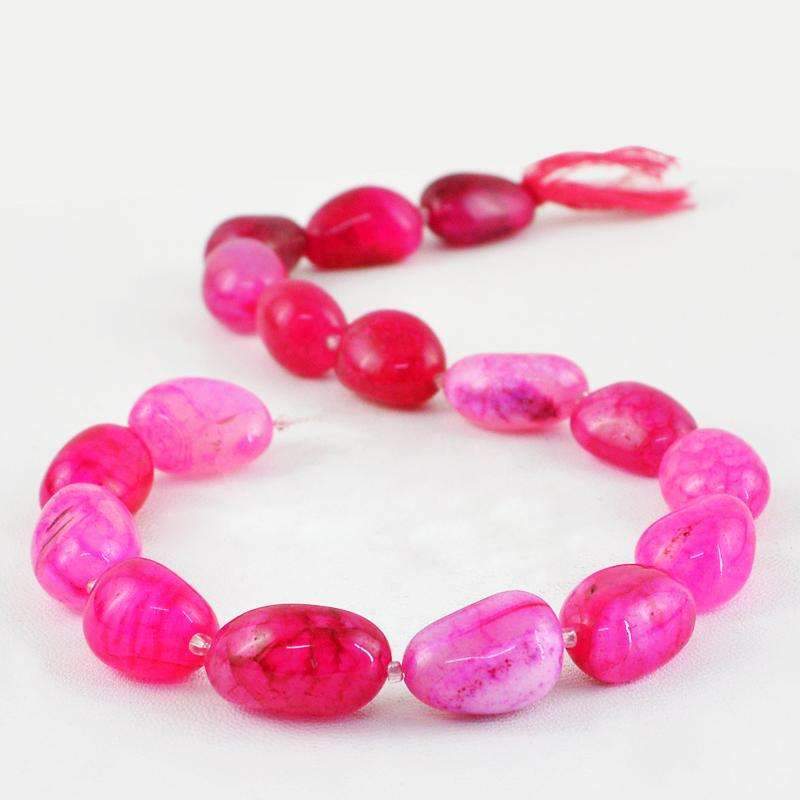 gemsmore:Natural Pink Onyx Beads Strand - Untreated Drilled