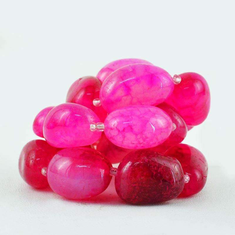 gemsmore:Natural Pink Onyx Beads Strand - Untreated Drilled