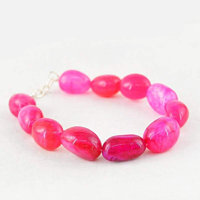 gemsmore:Natural Pink Onyx Bracelet Untreated Beads