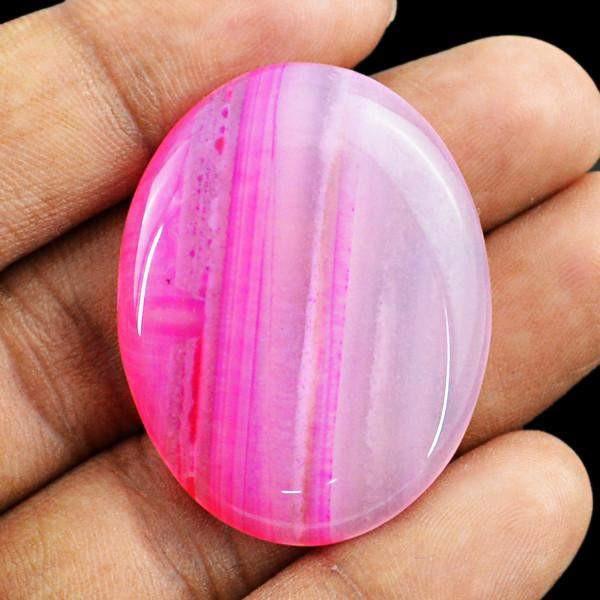 gemsmore:Natural Pink Onyx Healing Palm Oval Shape Gemstone