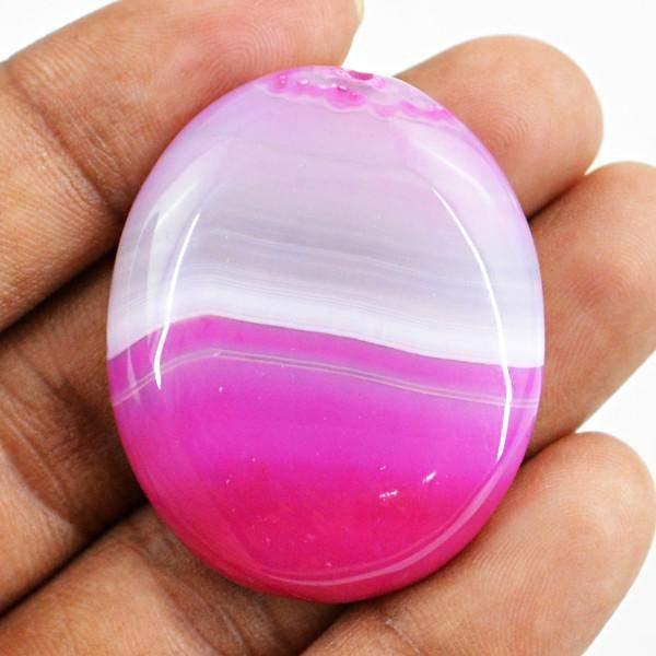 gemsmore:Natural Pink Onyx Oval Shape Healing Palm Gemstone
