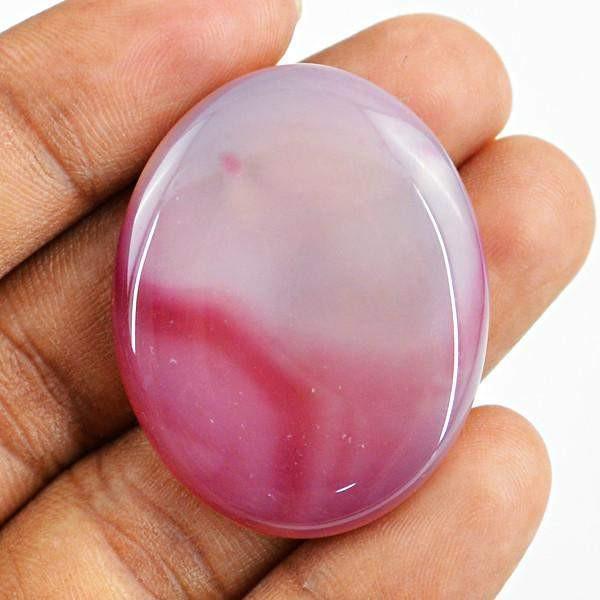 gemsmore:Natural Pink Onyx Oval Shape Healing Palm Gemstone