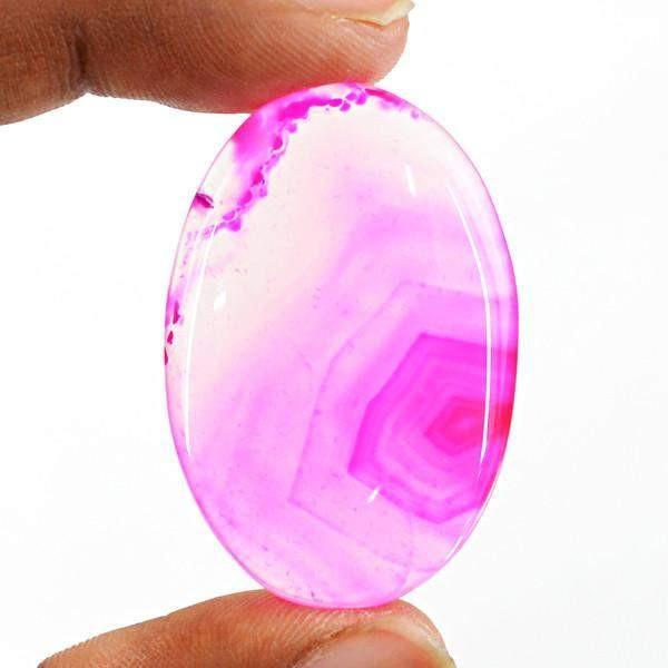 gemsmore:Natural Pink Onyx Oval Shape Healing Palm Gemstone