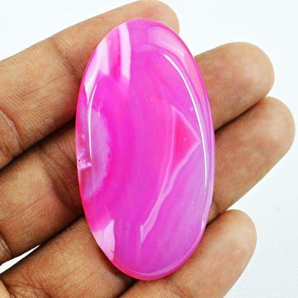 gemsmore:Natural Pink Onyx Worry Stone Oval Shape Loose Gemstone