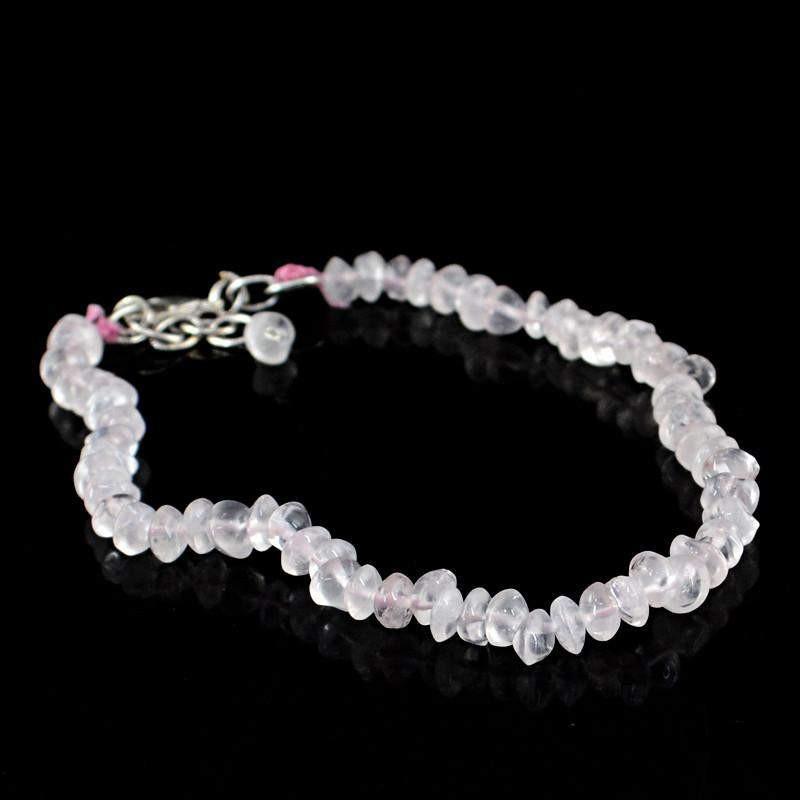gemsmore:Natural Pink Rose Quartz Bracelet Round Shape Beads