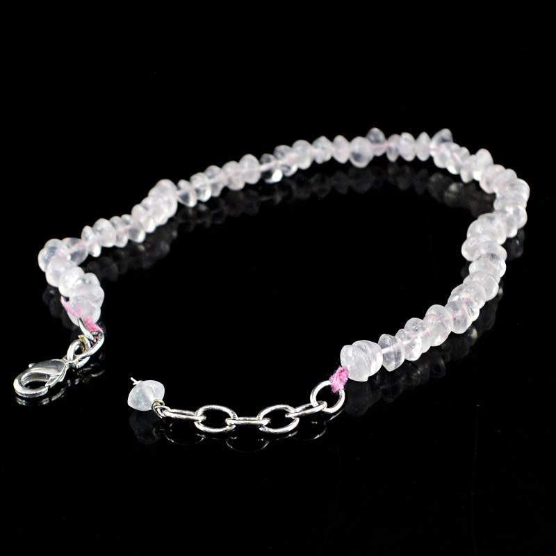 gemsmore:Natural Pink Rose Quartz Bracelet Round Shape Beads
