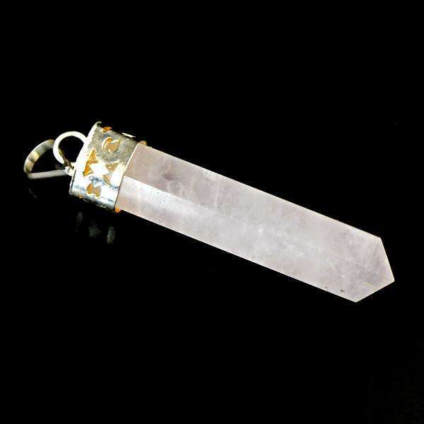 gemsmore:Natural Pink Rose Quartz Crystal Healing Point Pendant