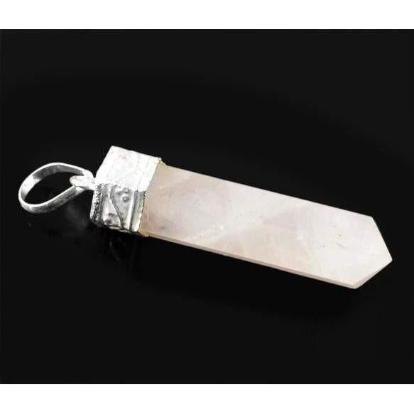 gemsmore:Natural Pink Rose Quartz Healing Point Pendant