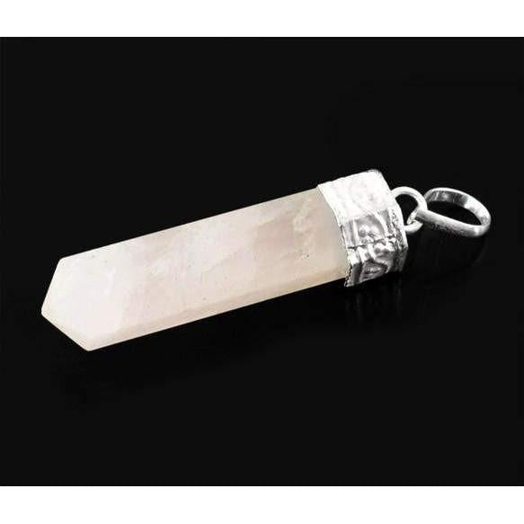 gemsmore:Natural Pink Rose Quartz Healing Point Pendant