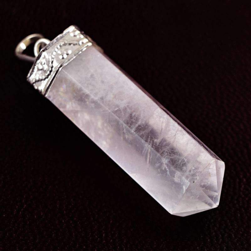 gemsmore:Natural Pink Rose Quartz Healing Point Pendant