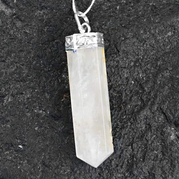 gemsmore:Natural Pink Rose Quartz Reiki Healing Point Pendant