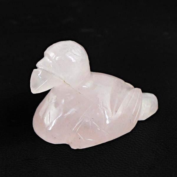 gemsmore:Natural Pink Rose Quartz Untreated Carved Duck Gemstone