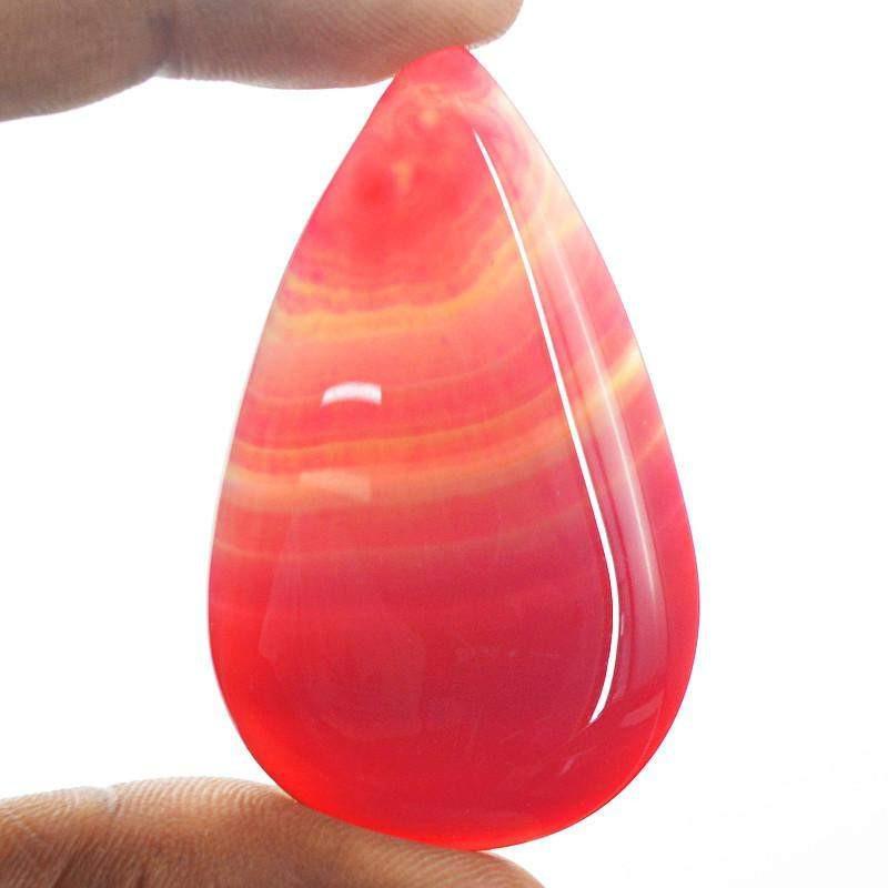 gemsmore:Natural Pink Striped Onyx Pear Shape Gemstone