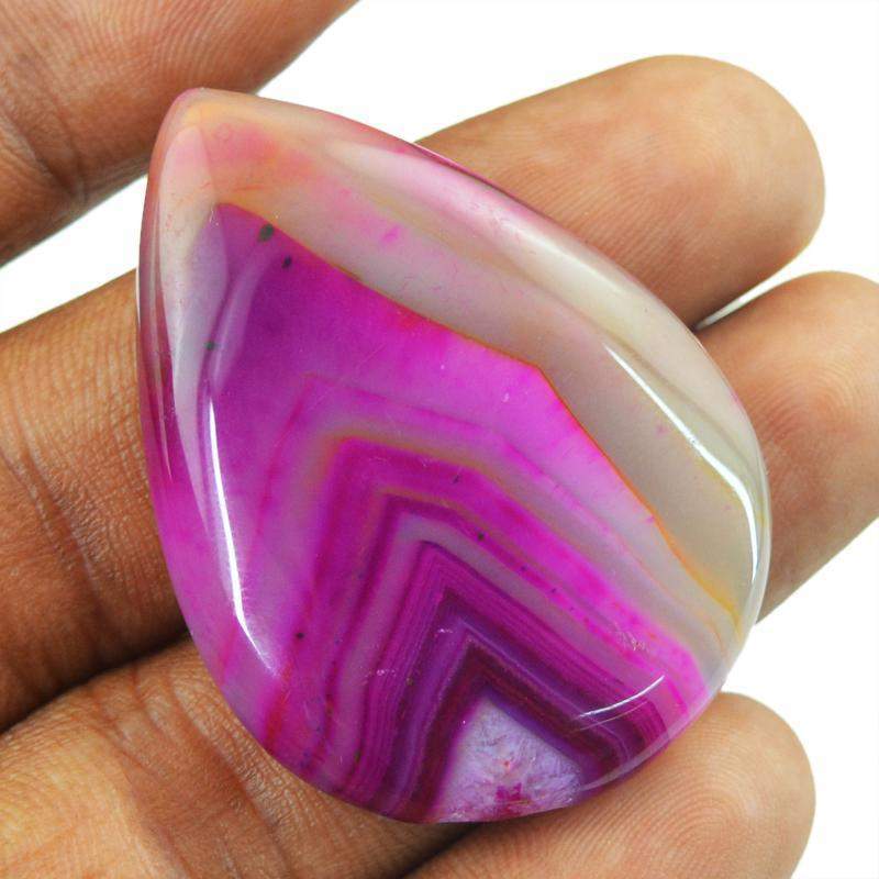 gemsmore:Natural Pink Striped Onyx Pear Shape Gemstone
