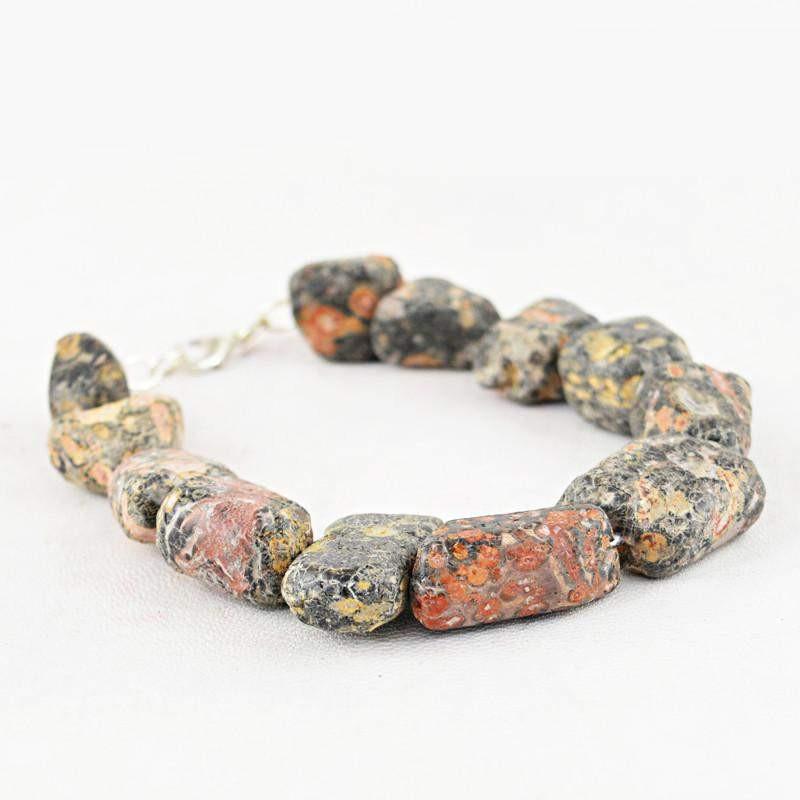 gemsmore:Natural Poppy Jasper Bracelet Untreated Beads