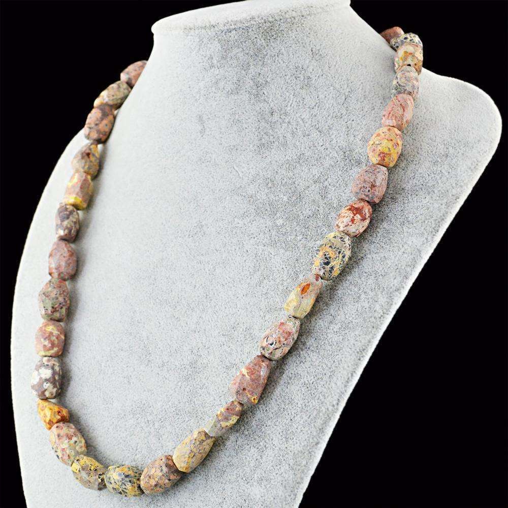gemsmore:Natural Poppy Jasper Necklace 20 Inches Long Faceted Beads