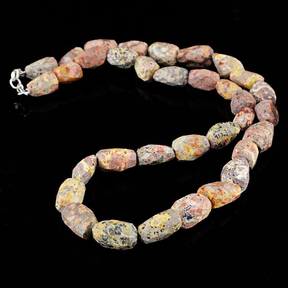 gemsmore:Natural Poppy Jasper Necklace 20 Inches Long Faceted Beads