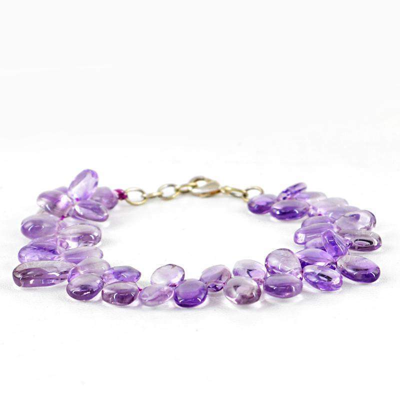 gemsmore:Natural Purple Amethyst Bracelet Pear Shape Beads