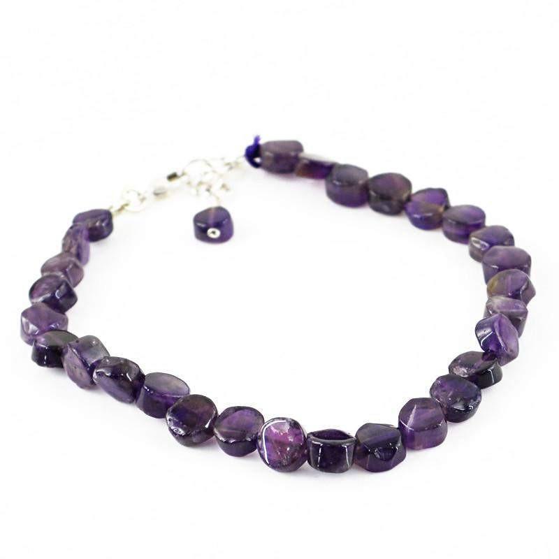 gemsmore:Natural Purple Amethyst Bracelet Round Beads