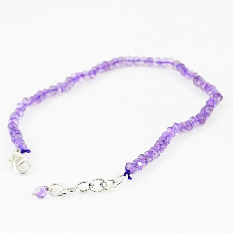 gemsmore:Natural Purple Amethyst Bracelet Round Shape Faceted Beads