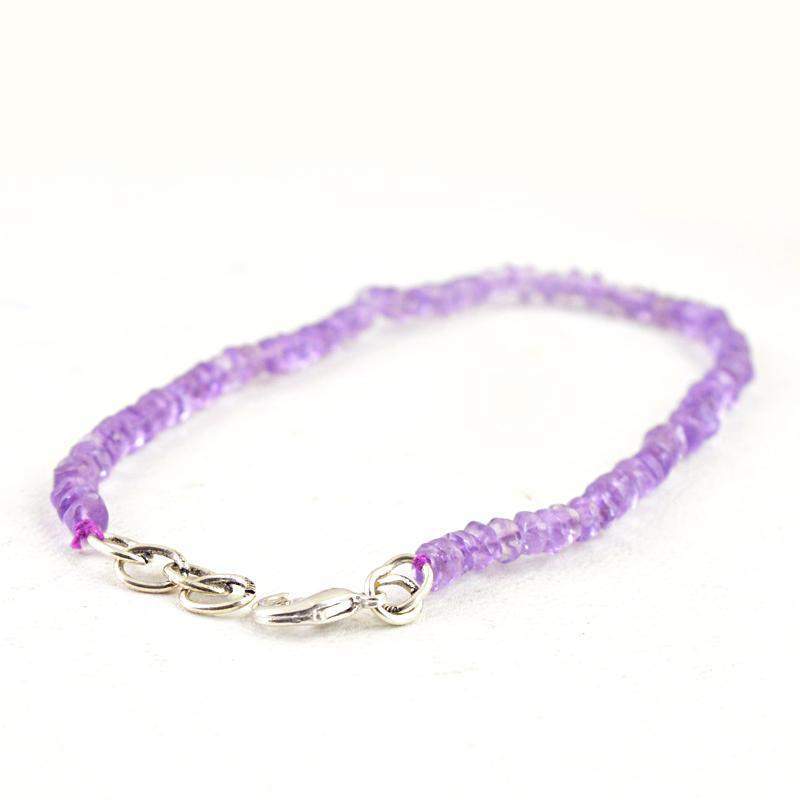gemsmore:Natural Purple Amethyst Bracelet Round Shape Faceted Beads