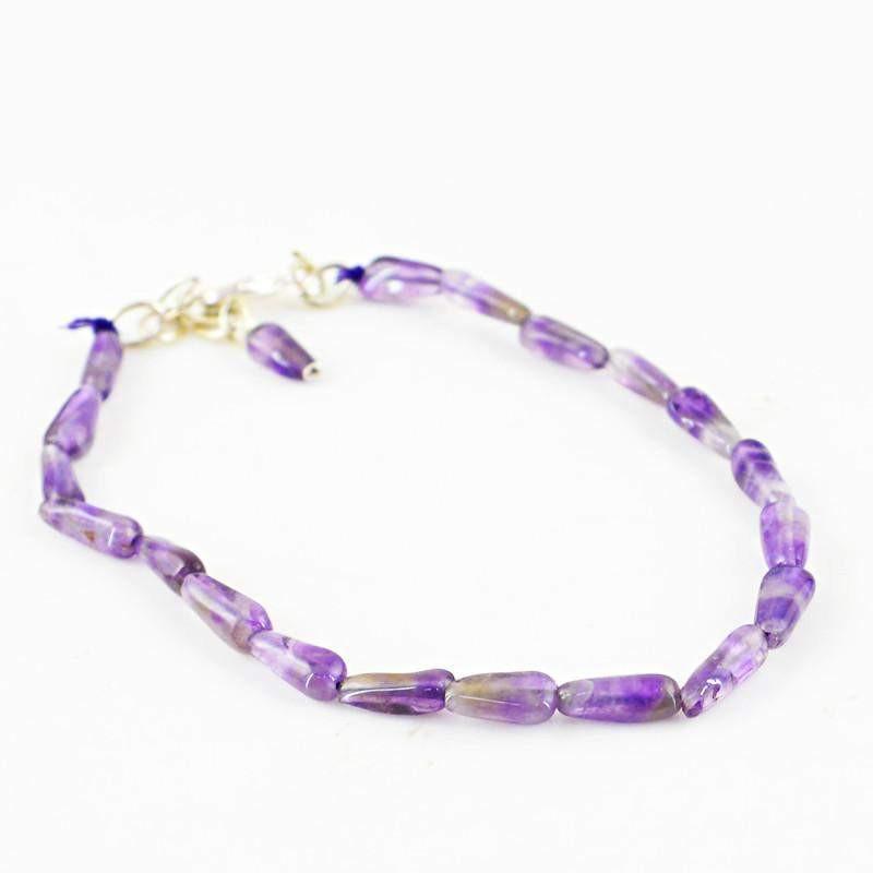 gemsmore:Natural Purple Amethyst Bracelet Untreated Beads